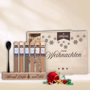Gewürz-Geschenkset Frohe Weihnachten in edler Holzbox